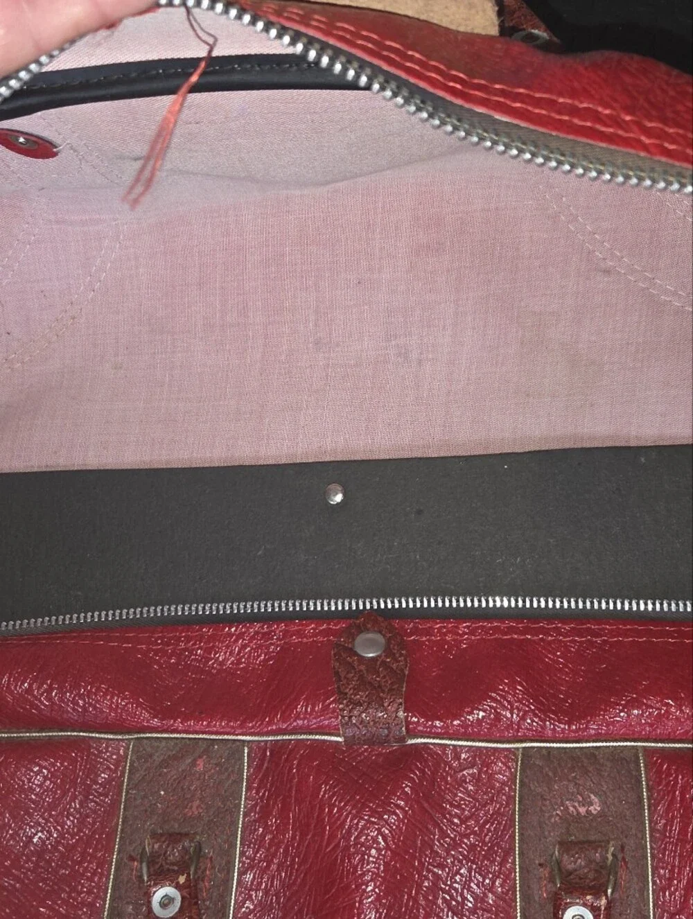 Vintage MacGregor Pebbled Red Leather Travel Duffel Bag (Made in USA)